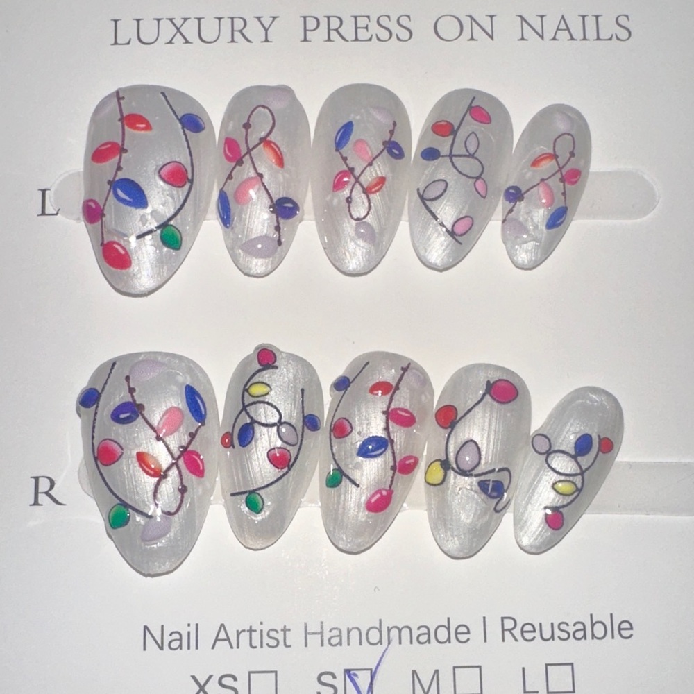 Luxury Press On Nails with Colorful Dots